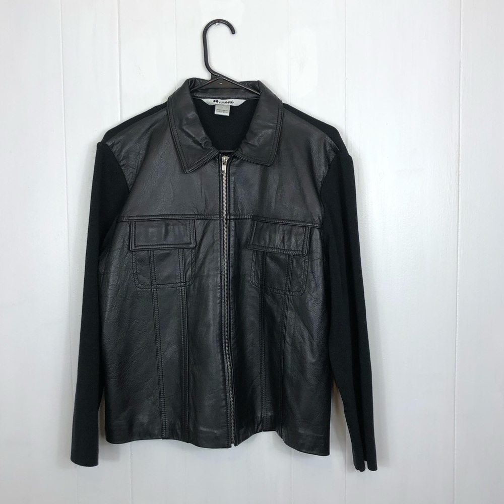 Vintage 90s Nygard Leather Silk Jacket Sz M